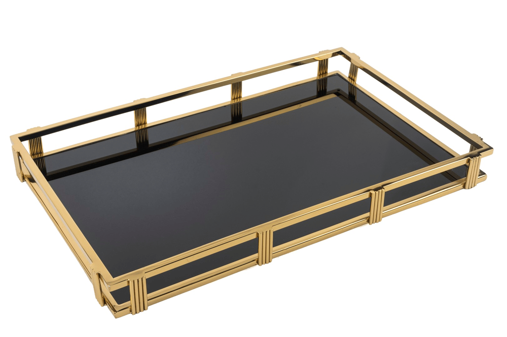 Mikasa Gold Siyah Camlı Tepsi 57x37x5cm