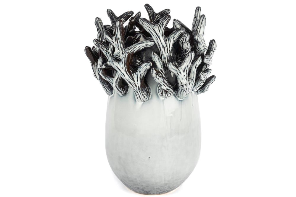 MİKASA Gri Mercanlı Seramik Vazo 26x37cm