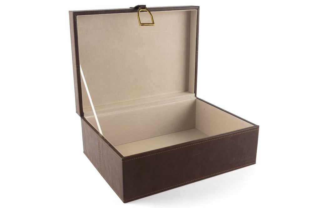 Mikasa Kahve Gold Kulplu Deri Kutu 30X23X12 Cm