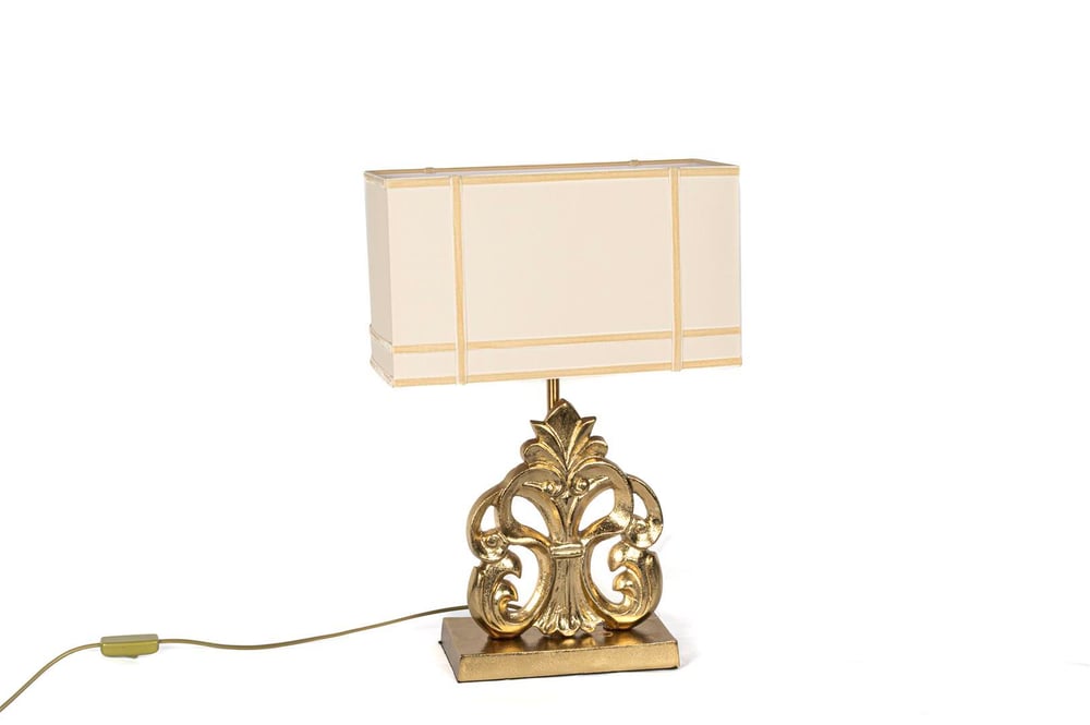 MİKASA Krem Şapkalı Fleur De Lys Gold Abajur 35x16x51cm