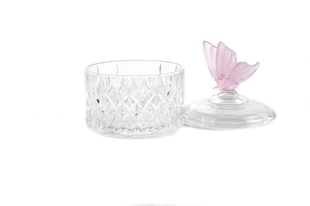 Mikasa Lila Kelebekli Kapaklı Cam Şekerlik 11X15 Cm