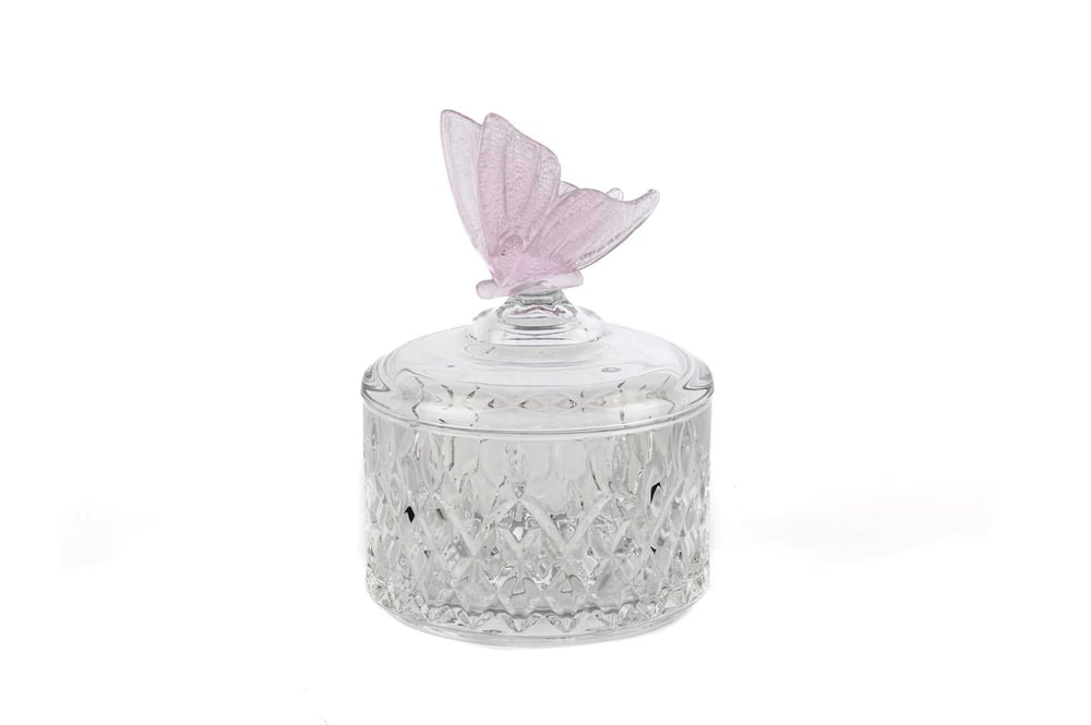 Mikasa Lila Kelebekli Kapaklı Cam Şekerlik 11X15 Cm