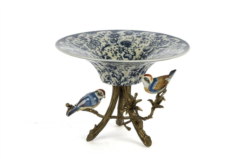 MİKASA MAVİ KUŞ FİGÜRLÜ AYAKLI DEK.TABAK 33X26 CM