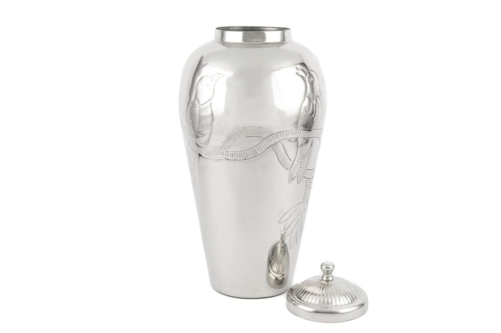 Mikasa Silver Kapaklı Metal Vazo 25X51Cm