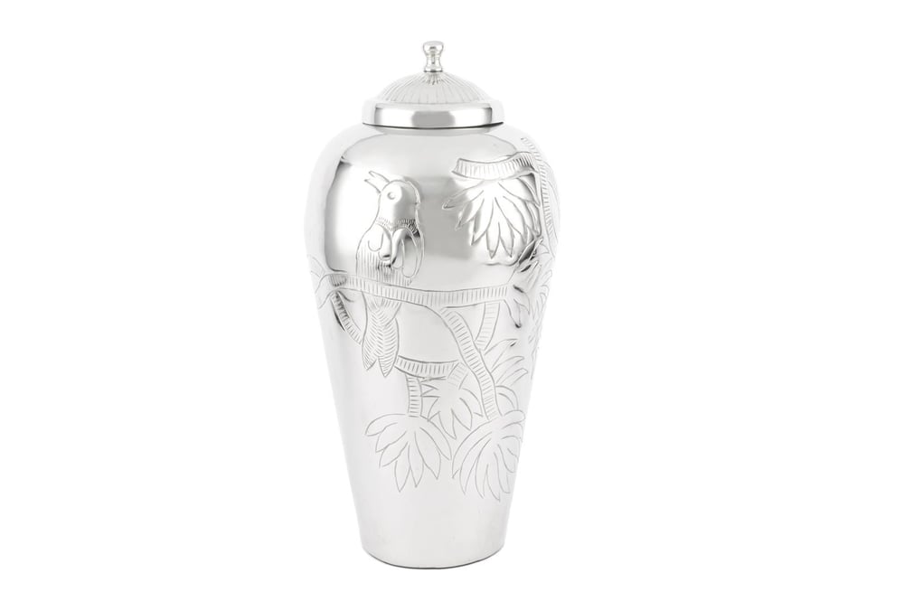 Mikasa Silver Kapaklı Metal Vazo 25X51Cm