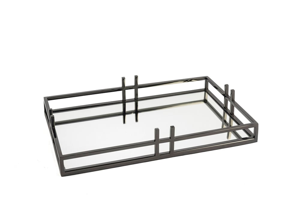 Mikasa Siyah Metal Aynalı Tepsi 41x26x7cm