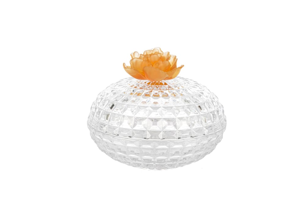 Mikasa Turuncu Çiçekli Cam Şekerlik 20x16cm