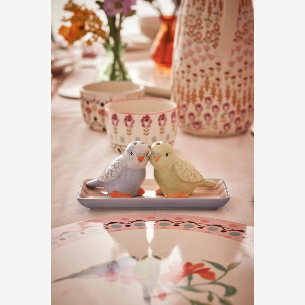 Painted Table Cath Kidston Mavi Seramik Tuzluk Ve Biberlik 15,5x6,5x7 Cm