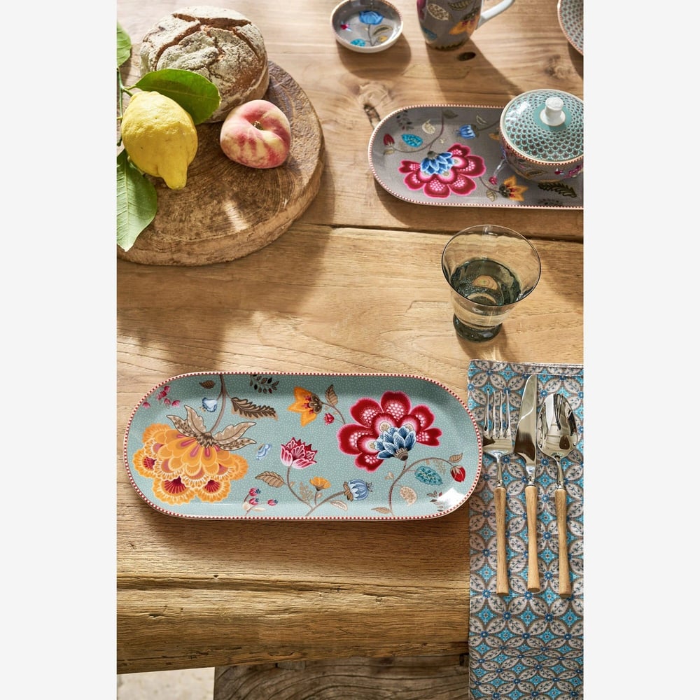 Pip Studio Fantasy Blooming Tales Mavi Porselen Servis Tabağı 33 Cm