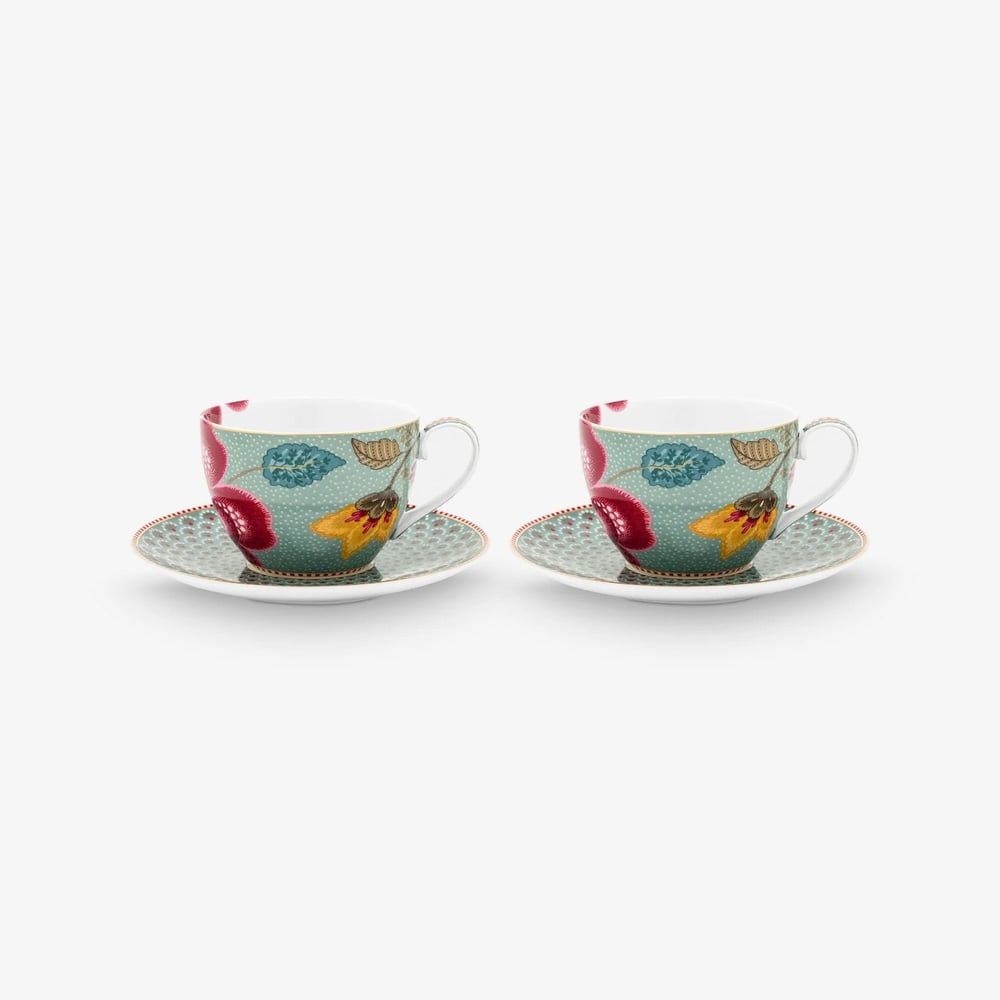 Pip Studio Fantasy Blooming Tales Mavi Porselen Çay Fincan Seti 280 Ml
