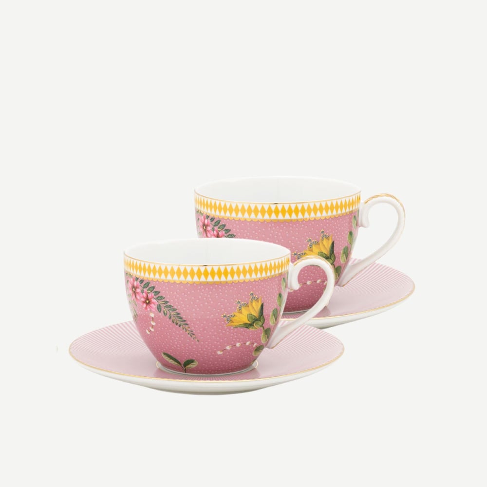 PIP STUDIO La Majorelle İkili Çay Fincanı Seti 280 Ml., Pembe