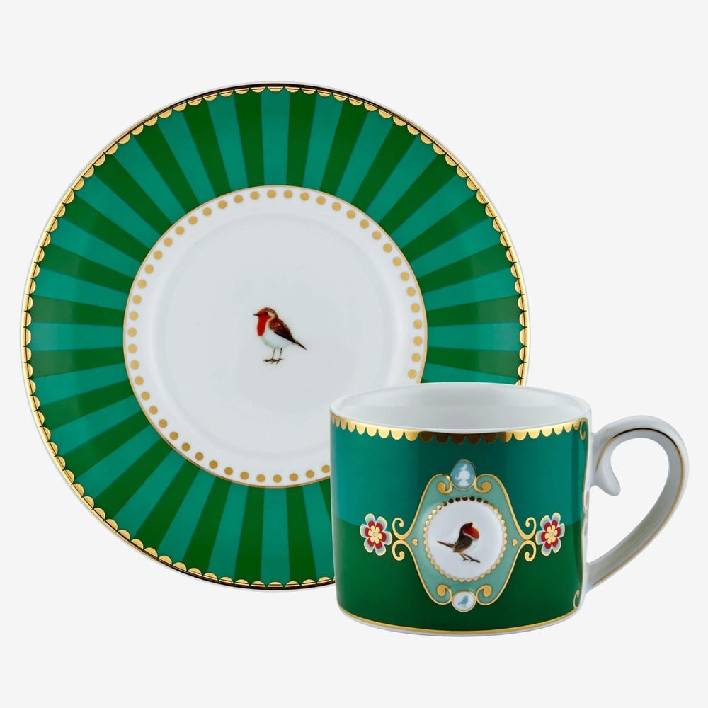 Pip Studio Love Birds Collection Yeşil Porselen Kahve Fincanı