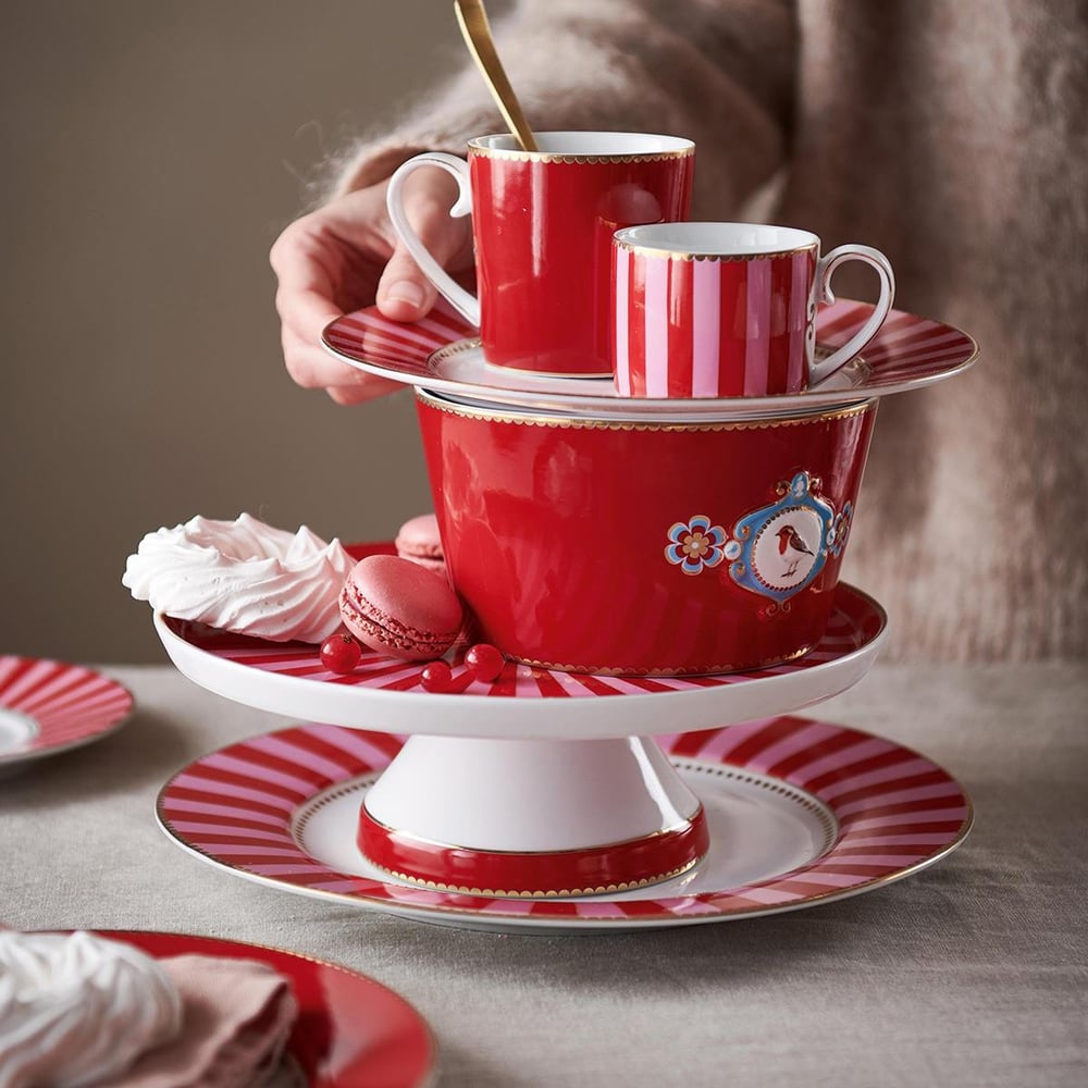 Pıp Studıo Love  Birds  Kırmızı Pembe Mini Kek Standı 24 Cm