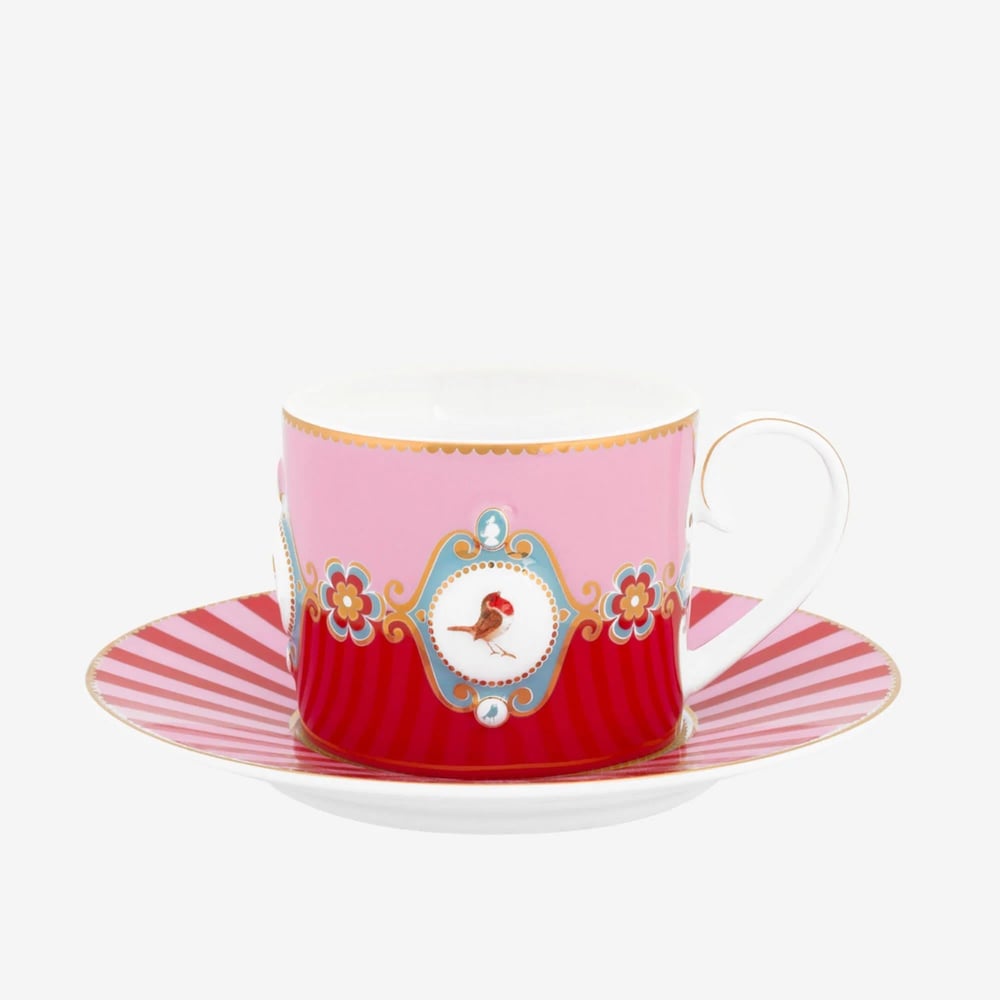 Pıp Studıo Love Birds Kırmızı/Pembe Madalyon Desenli Çay Fincanı 200 Ml