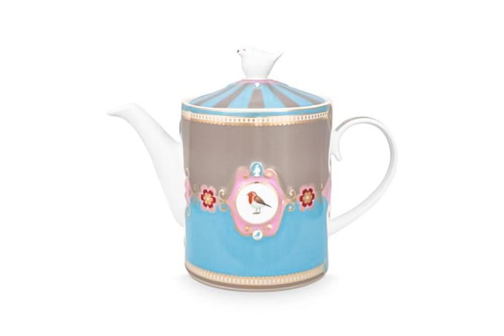 Pıp Studıo Love Birds Mavi/Haki Madalyon Desenli Demlik 1,3 Lt.