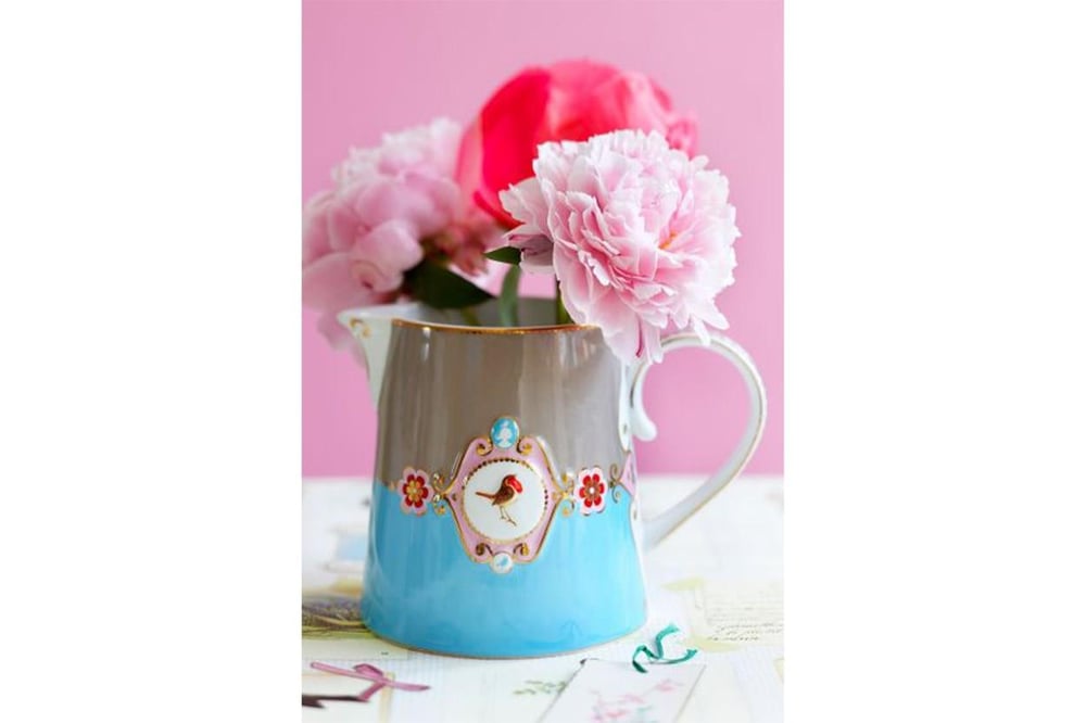 Pıp Studıo Love Birds Mavi/Haki Madalyon Desenli Sürahi 900 Ml