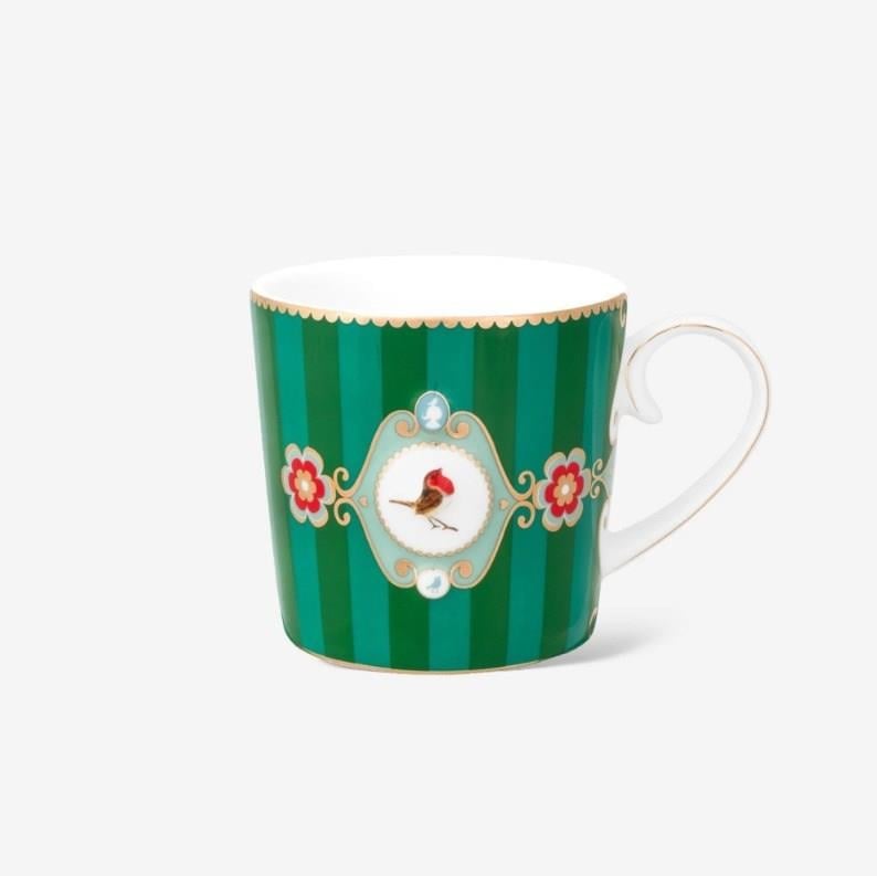 Pıp Studıo Love Birds Yeşil Çizgili Madalyon Desenli Küçük Mug 150 Ml
