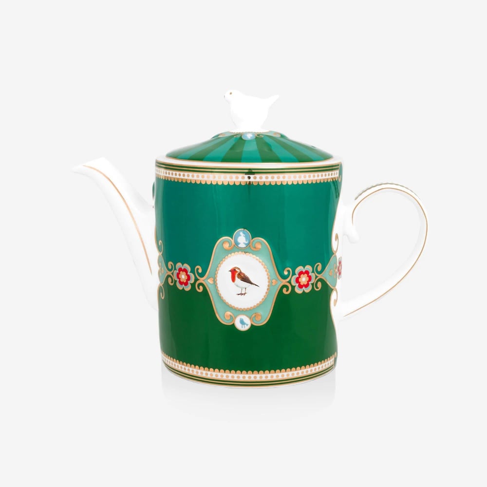 PIP STUDIO Love Birds Yeşil Madalyon Desenli Demlik 1,3 lt.