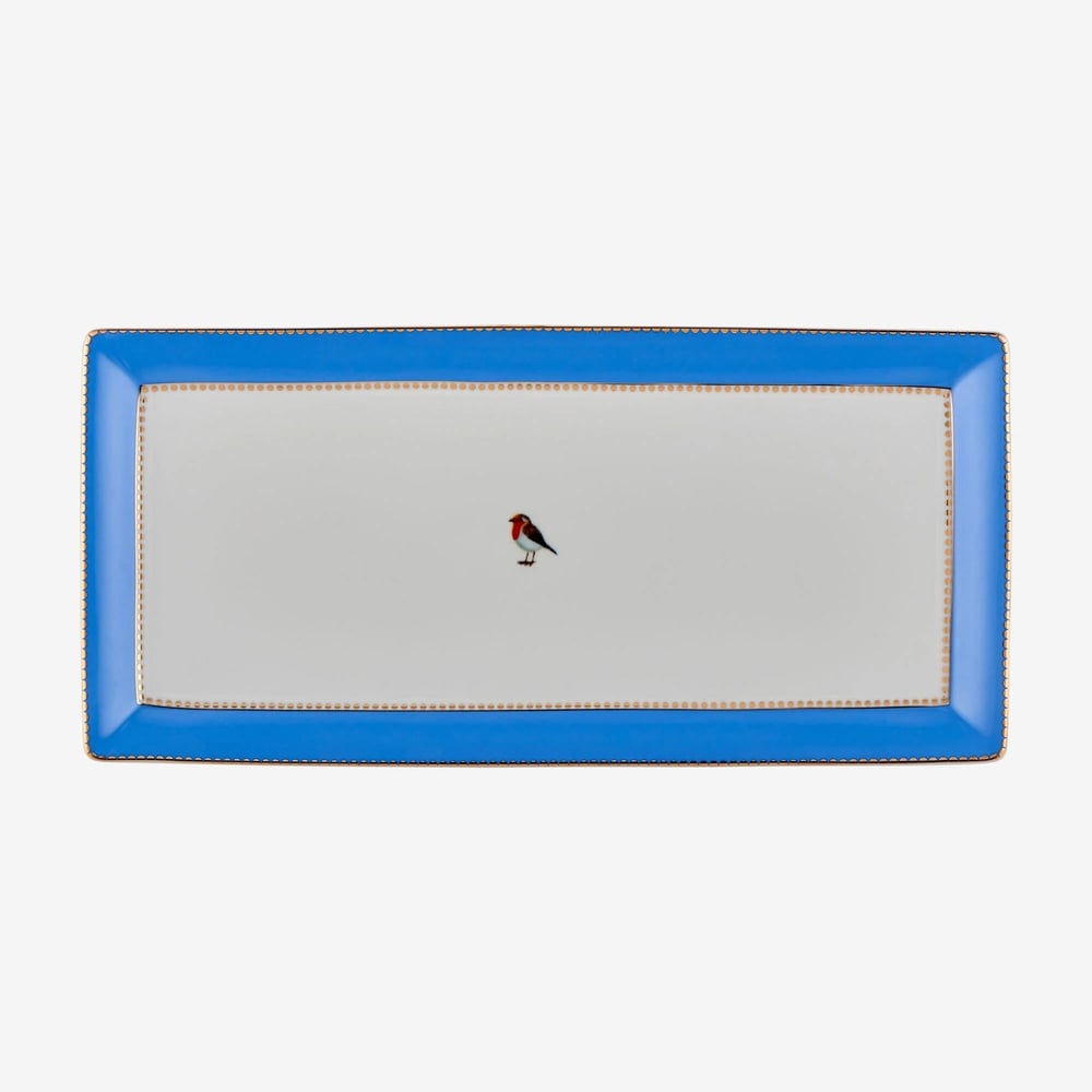 Pip Studio Mavi Porselen Servis Tabağı 33,3X15,5 Cm Love Birds Collection