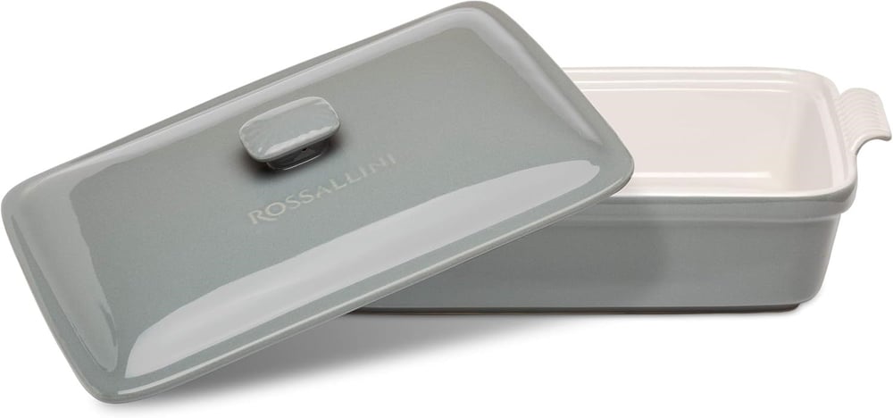 Rossallını Lıfe Buyuk Dıkdortgen Kapaklı Grı Fırın Kabı 38x23x8,5 Cm (4)