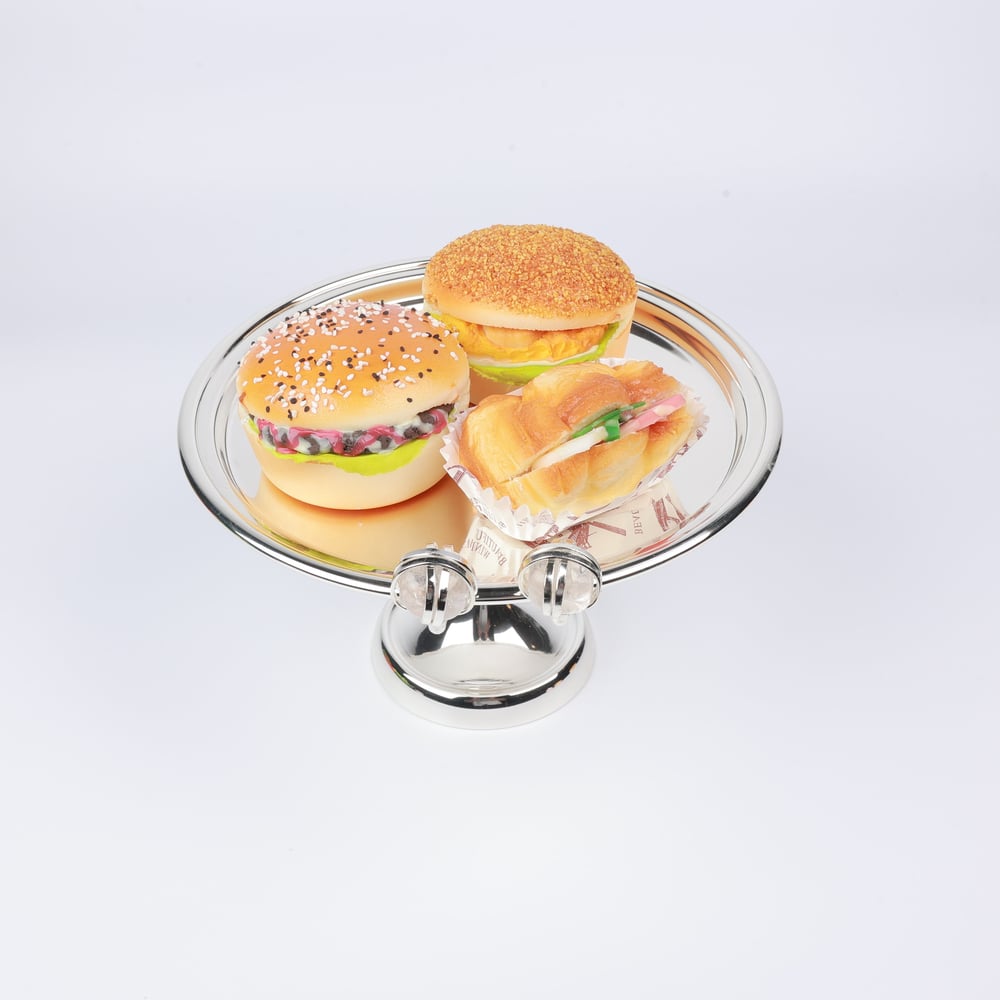 Select Dt Cake Stand 24X14 Cm Beyaz-Siyah Taş