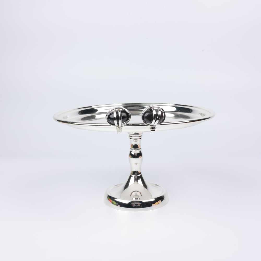 Select Dt Cake Stand 24X14 Cm Beyaz-Siyah Taş