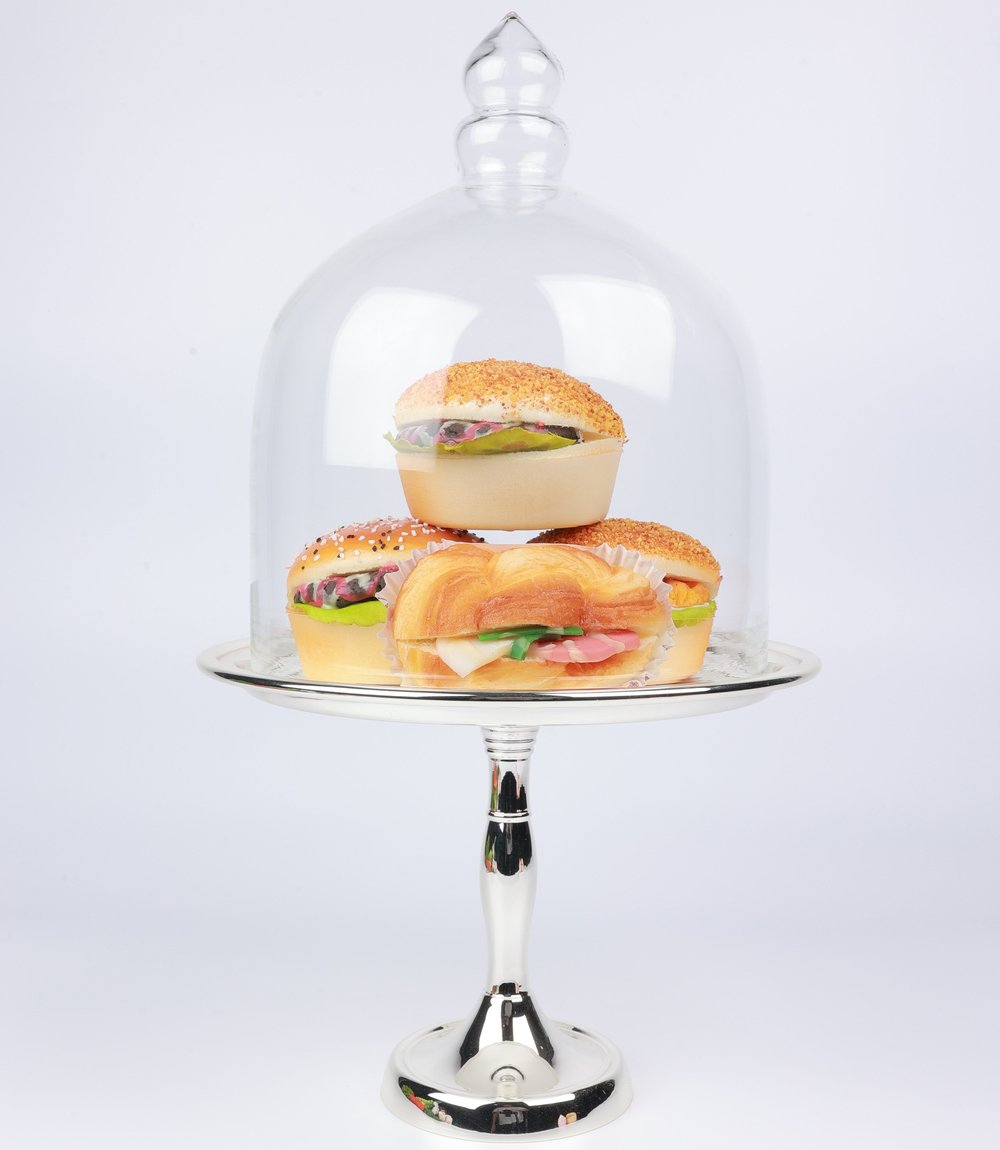 Select Gümüş Cam Kapaklı Ayaklı Pastalık