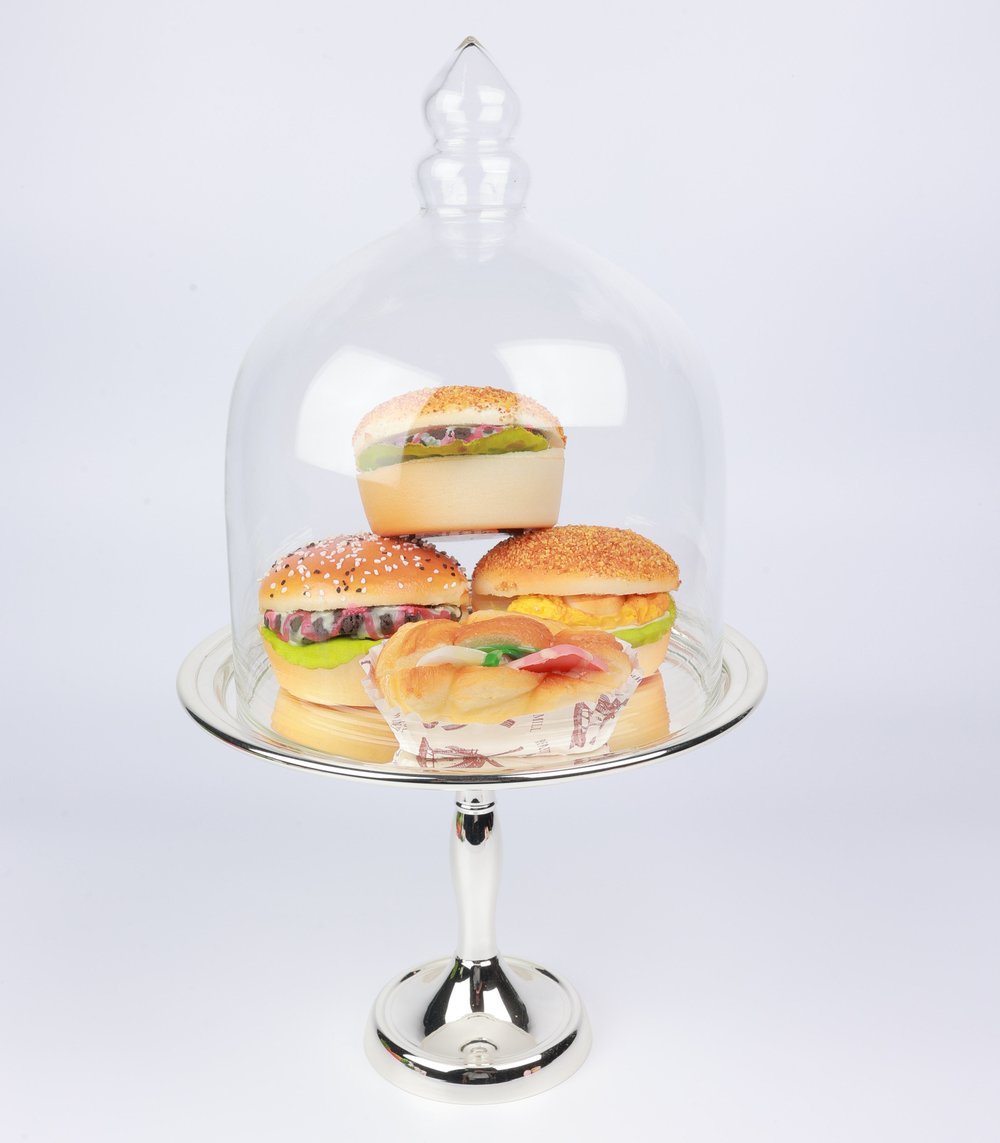 Select Gümüş Cam Kapaklı Ayaklı Pastalık