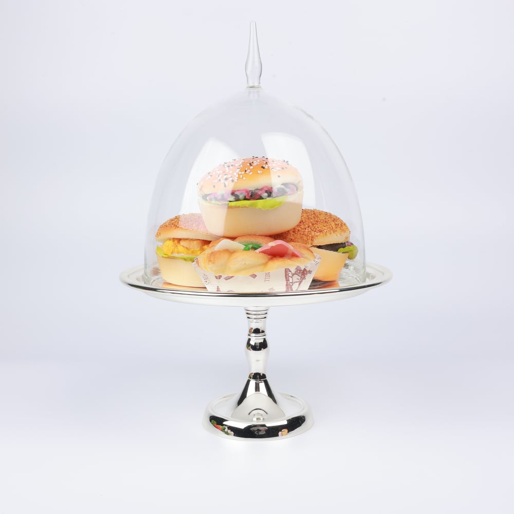 Select Gümüş Cam Kapaklı Ayaklı Pastalık