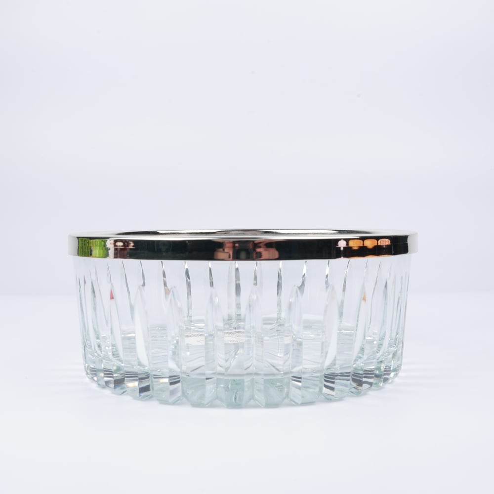 Select Gümüş Yayvan Kesme Cam Kase 19*8