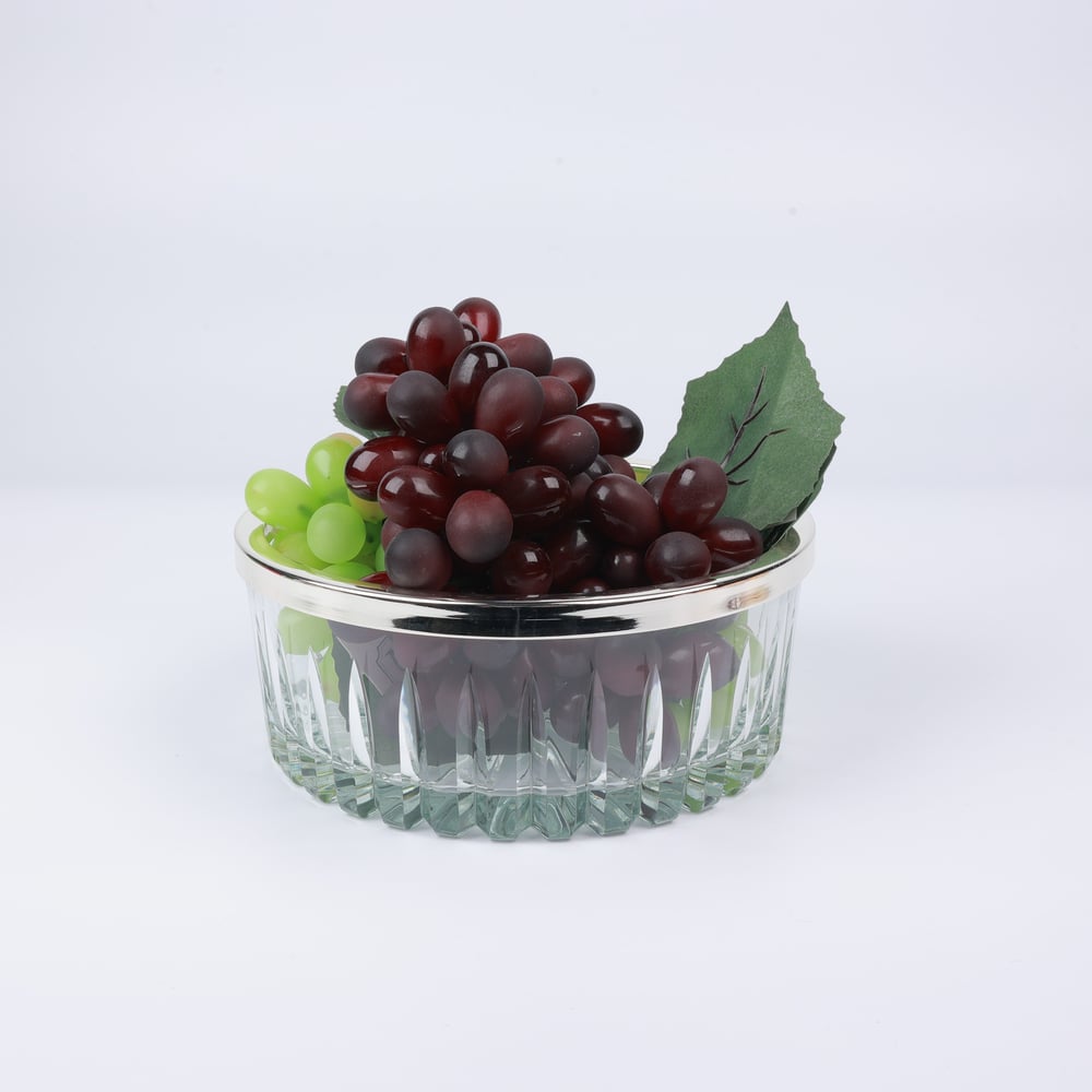 Select Gümüş Yayvan Kesme Cam Kase 19*8