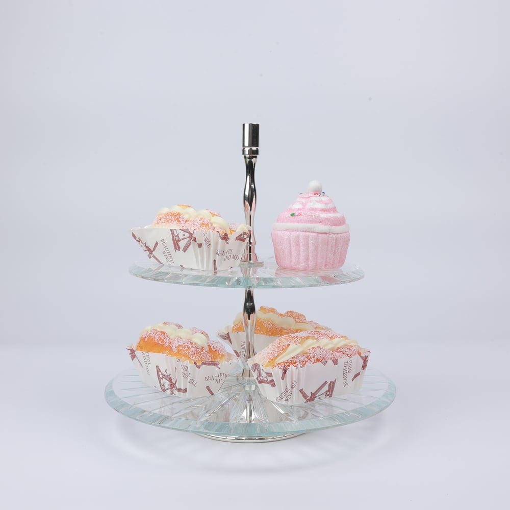 Select Gumus Yuv.2 Katlı Cam Pastalık 20 Cm 25 Cm