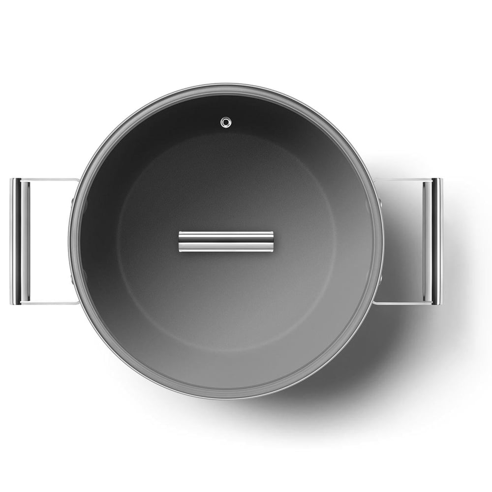 Smeg Cookware 50S Style Krem Tencere Cam Kapaklı 26 Cm, 4.5Mm Taban Kalınlığı, 7,6 Lt