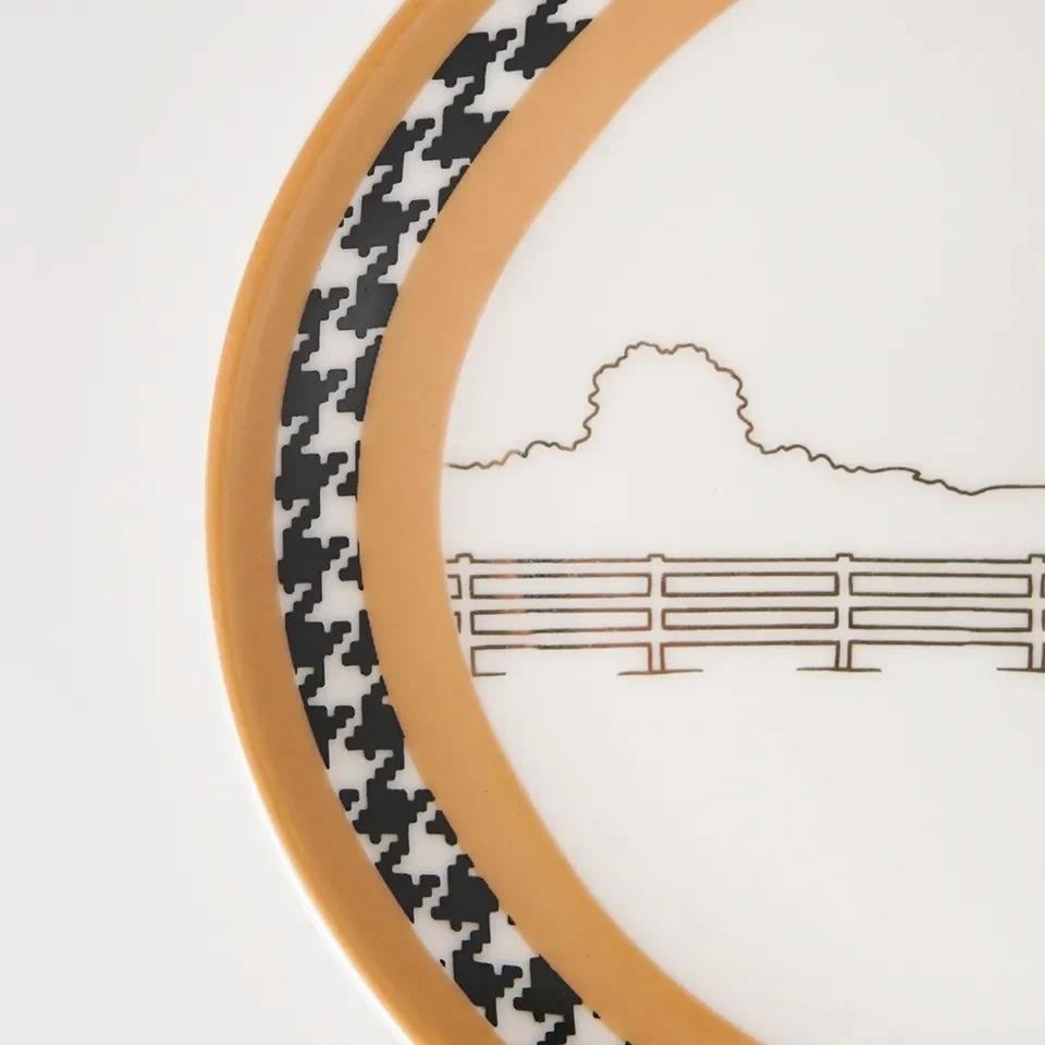 Vitelli Equestrian Camel 21 Cm Porselen Kayık Tabak