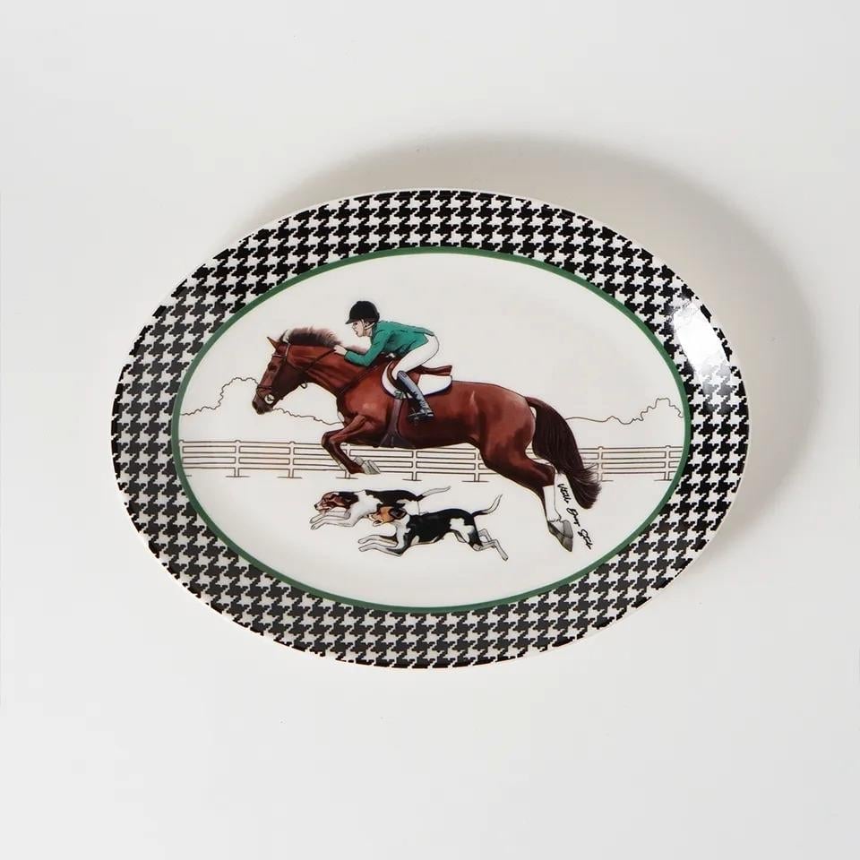 Vitelli Equestrian Yeşil Ceket 21 Cm Porselen Kayık Tabak