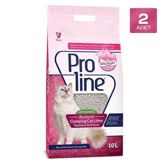 Proline Bebek Pudrası Kokulu Topaklanan Kedi Kumu 2 x 10 LT