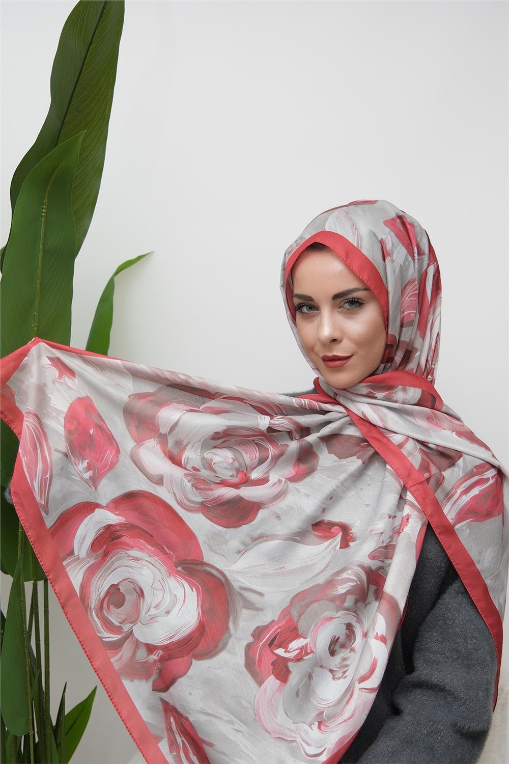Floral Akrilik Desenli Dijital Soft Şal