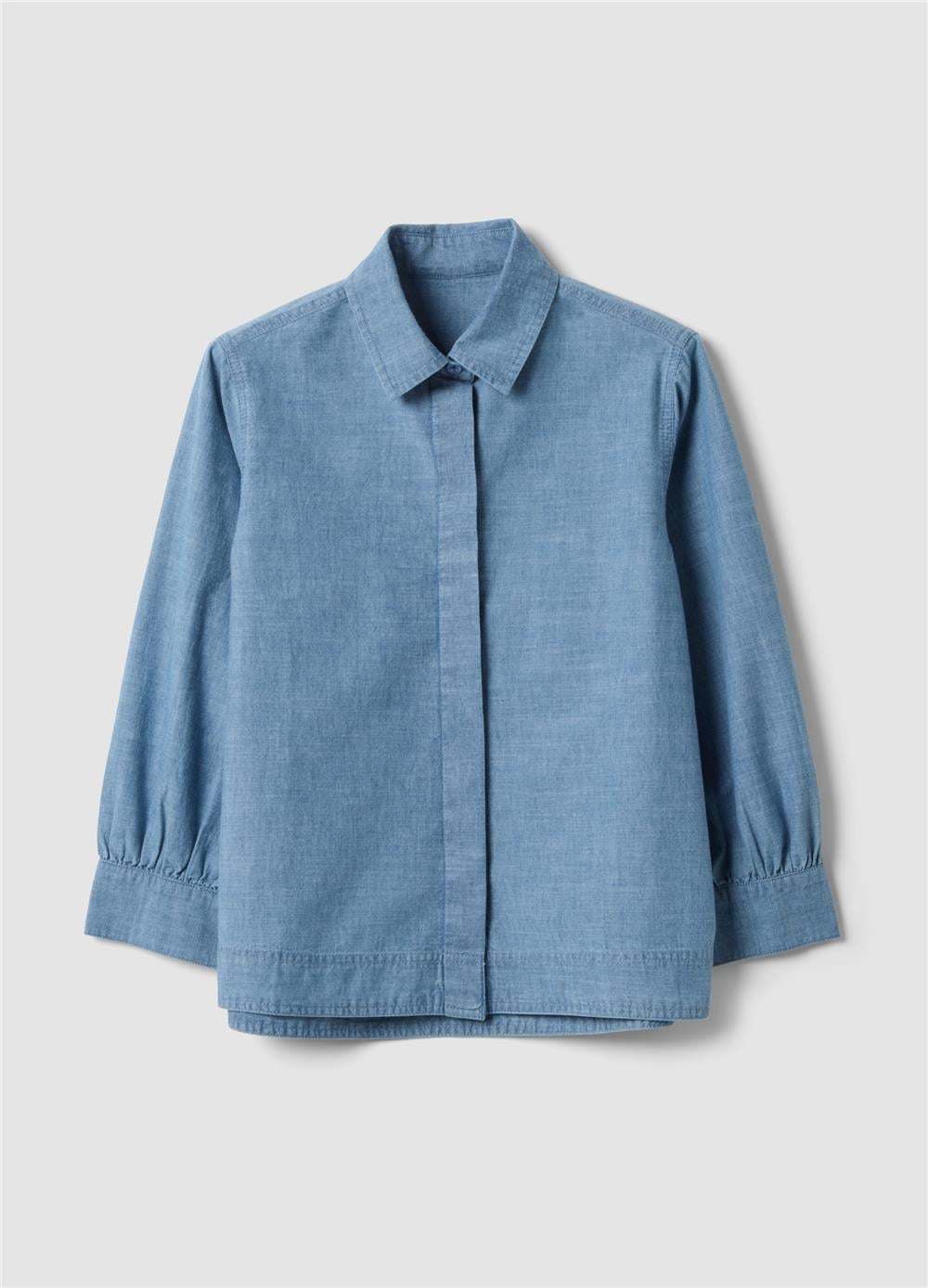 Açık Mavi Pamuk Denim Klasik Yaka Regular Fit Gömlek