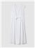 Beyaz Oversize V Yaka Midi Elbise
