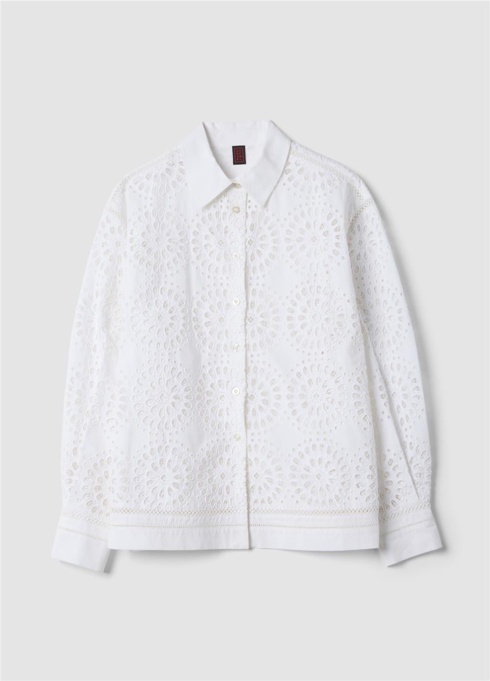 Beyaz Pamuk Broderie Anglaise Oversize Gömlek