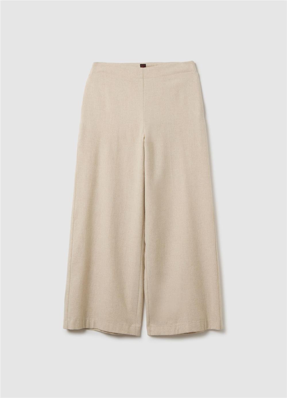 Bej Bol Paça Yün Karışımı Pantolon