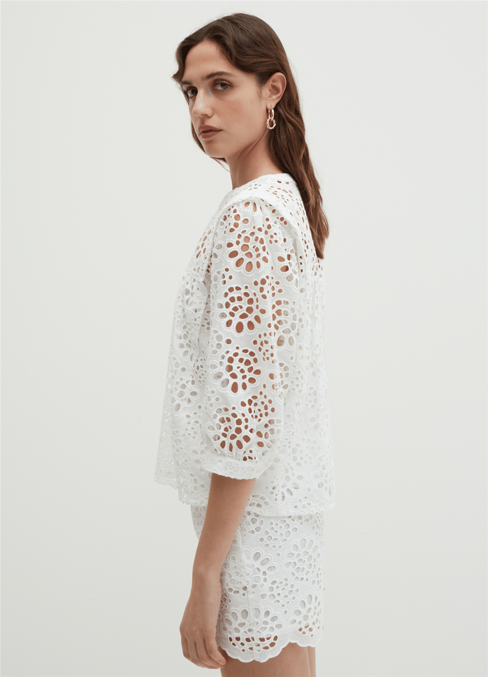 Broderie Anglaise Beyaz Bluz