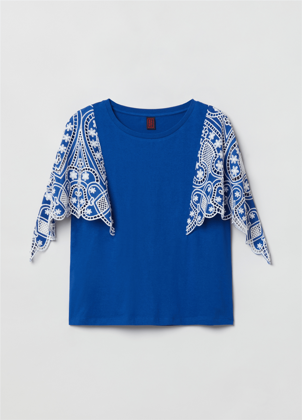 Broderie Anglaise Kimono Kollu Tişört