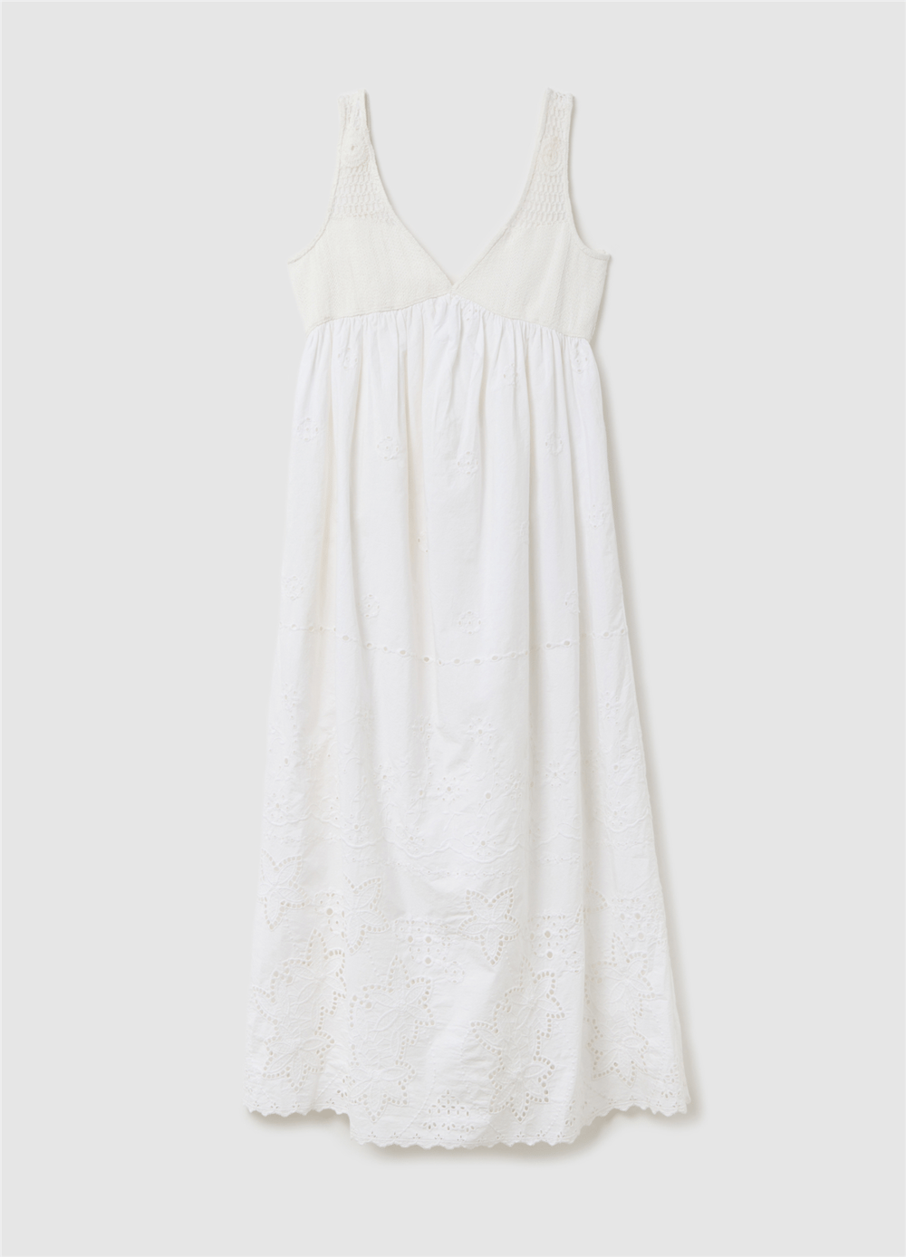 Broderie Anglaise Kombin Slip Beyaz Elbise