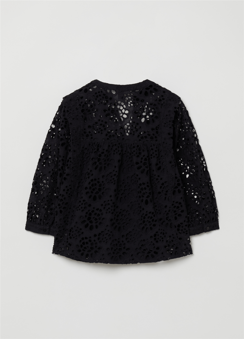Broderie Anglaise Siyah Bluz