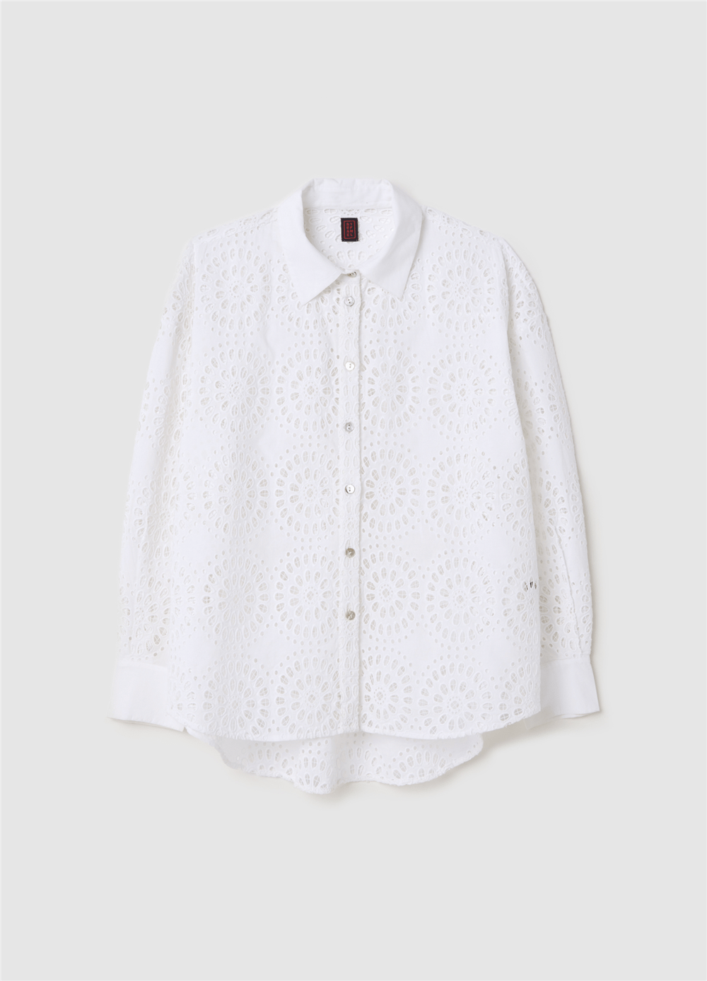 Broderie Anglaise Uzun Kollu Beyaz Gömlek