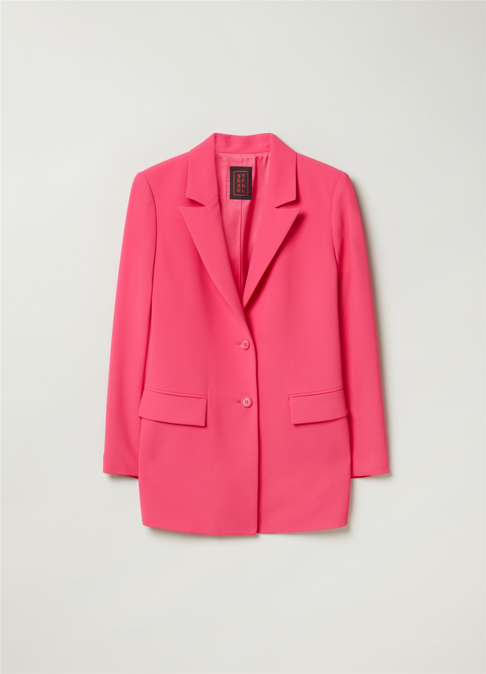 Canlı Renkli Tek Sıra Düğmeli Pembe Blazer Ceket