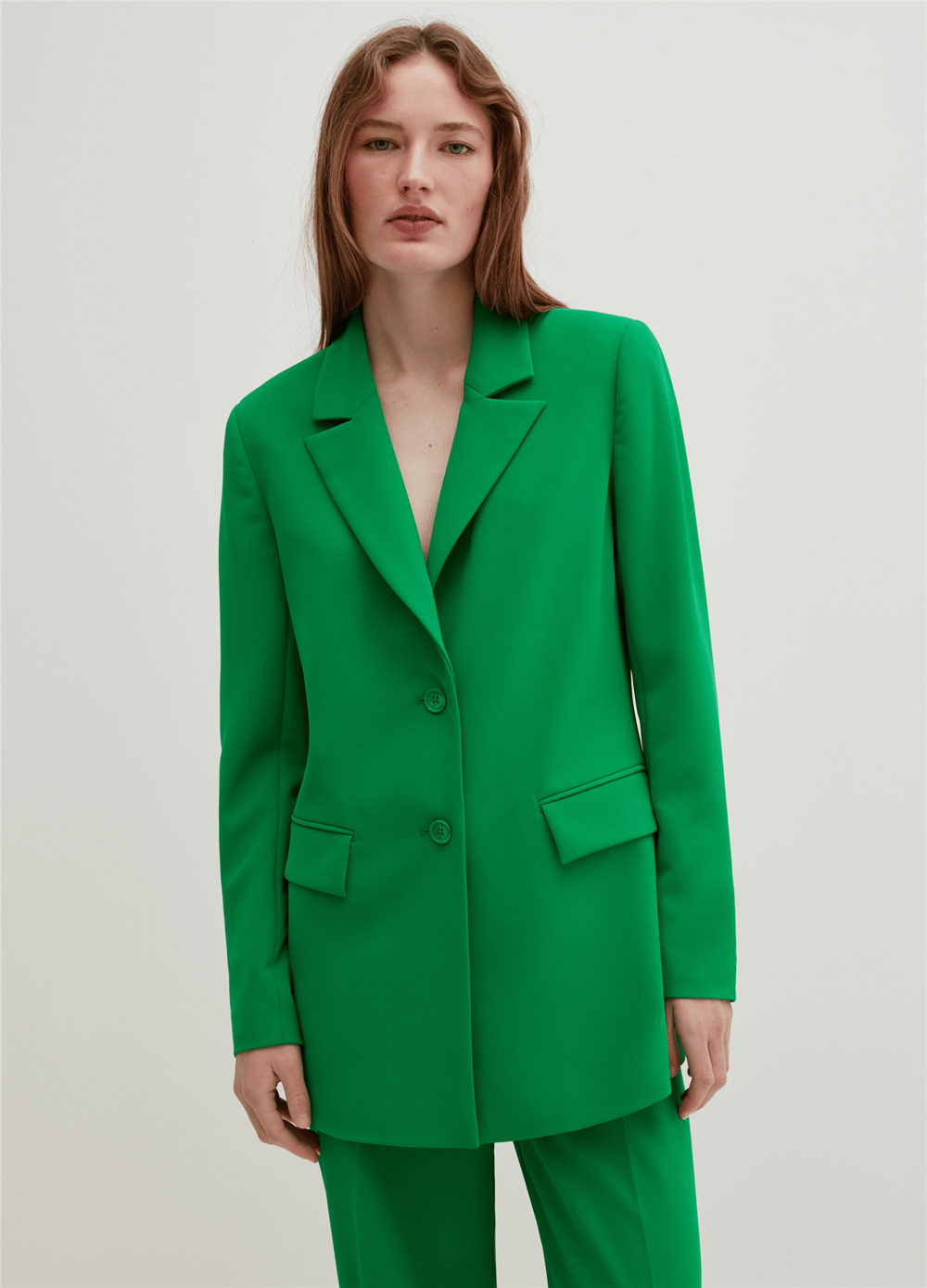 Canlı Renkli Tek Sıra Düğmeli Yeşil Blazer Ceket