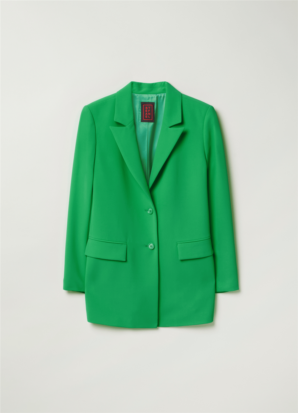 Canlı Renkli Tek Sıra Düğmeli Yeşil Blazer Ceket