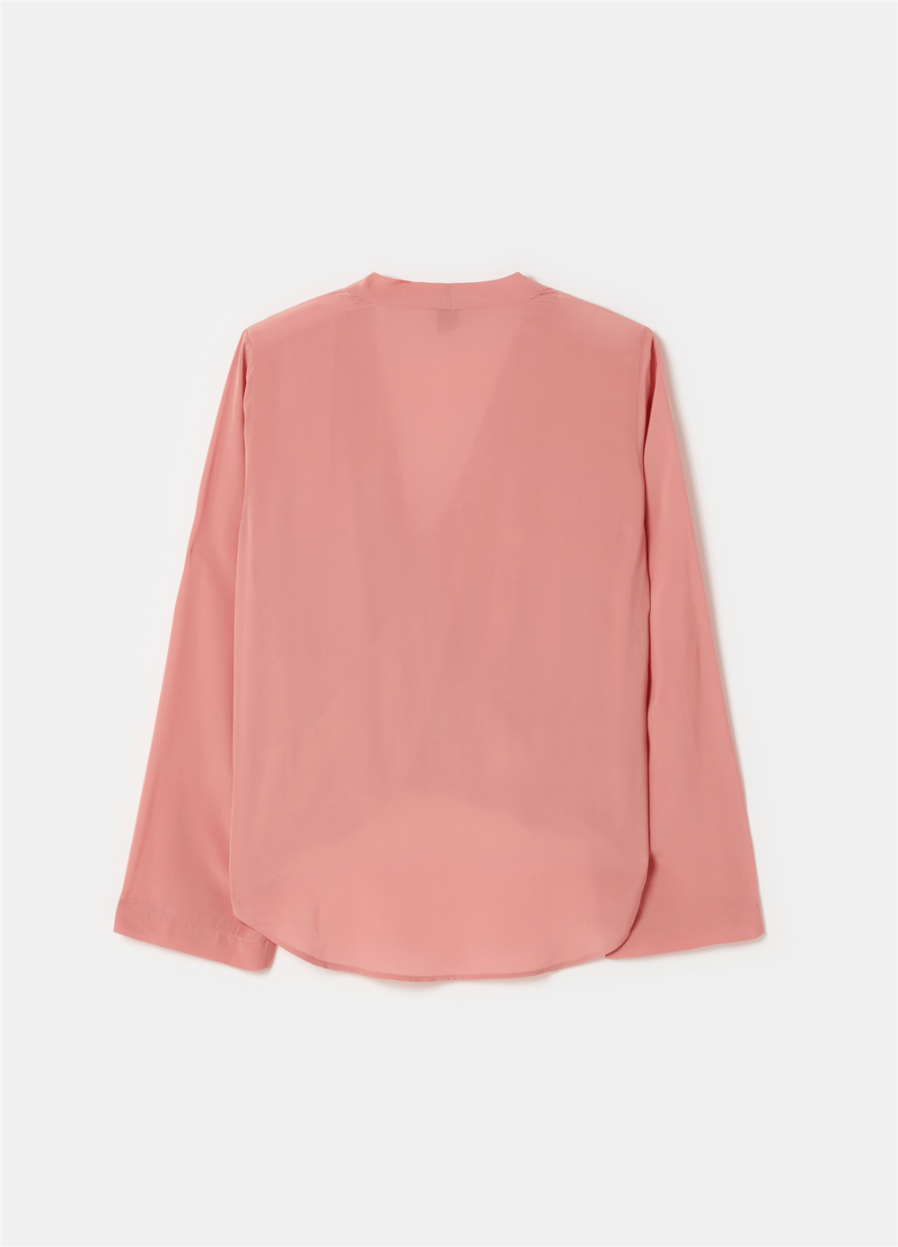 Çapraz Yakalı Crêpe De Chine Pembe Bluz
